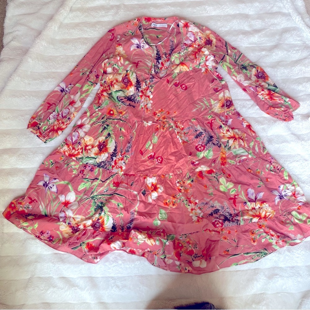 Zara Pink Floral Patterned Dress